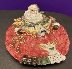 PLATO DE NAVIDAD VINTAGE FITZ & FLOYD SANTA Y SUS JUGUETES RETIRADO - Imagen 1 de 3