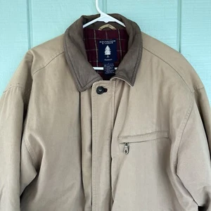 Chore Barn Jacket Canvas Roundtree & Yorke Men Large Beige Zip Flannel Lining - Picture 1 of 9