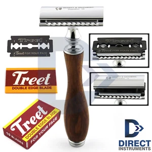Traditional Vintage Double Edge Shaving Safety Razor Chrome Men Grooming +Blades - Picture 1 of 10