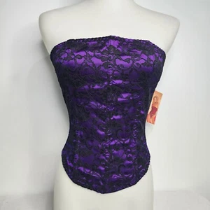 Coquette Purple And Black Lacey Corset Top Strapless Size Small NWT! - Picture 1 of 11