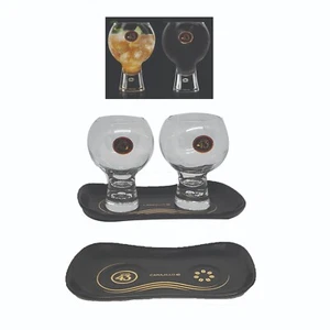 CARAJILLO LICOR 43 2 x SPHERICAL COCKTAIL GLASSES 240ml + CERAMIC SERVING TRAY - Bild 1 von 2