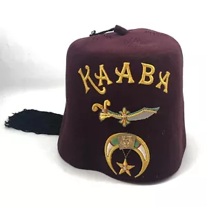 Vintage Shriner Filz Fez Kaaba Hut bestickt Quaste und Pin Größe 7 1/4 - Bild 1 von 11