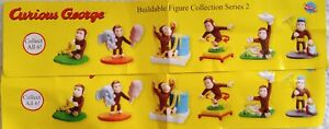 Curious George Series' ( 2 ) Set Of 6 Buildable Figures.Ini Tomy Gacha Usa