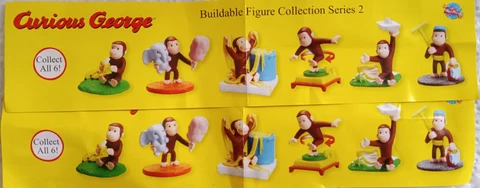 Curious George Series' ( 2 ) Set Of 6 Buildable Figures.Ini Tomy Gacha Usa Cover