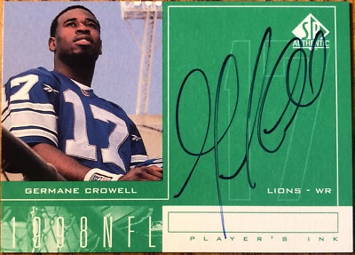1998 SP Authentic Player’s Ink Green Germane Crowell #GC Detroit Lions - Image 1 of 2