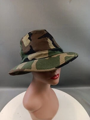 VTG Sports Afield BUCKET Hat LCamo Cap Made in USA Camouflage Woodland Pattern - Image 1 of 4