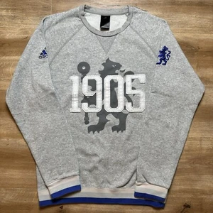 Chelsea Adidas FC Sweater Men’s Small Gray Embroidered Varsity Pullover Y2K VTG - Picture 1 of 10