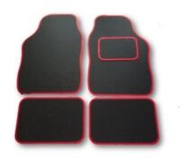 1308 1993-2000 TAILORED RUBBER CAR MATS WITH RED TRIM FOR VAUXHALL CORSA B