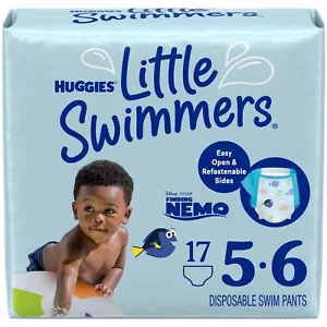 Huggies Little Swimmers Disposable Swim Diapers, Size 5-6 (32+ lbs), 17 Ct - Picture 1 of 9
