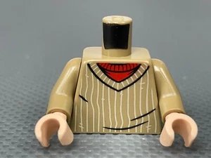 LEGO Minifigure Torso Sweater Dark Tan with White Stripes over Red Undershirt - Picture 1 of 6