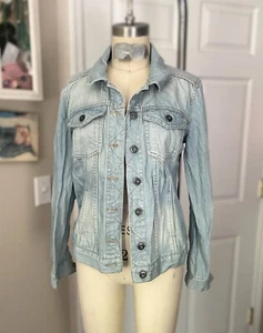 JENNIFER LOPEZ Light Acid wash BEACH Boho Denim Jean Jacket *X-SMALL* - Picture 1 of 5