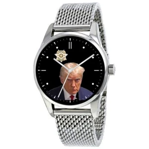 Donald J. Trump Mugshot On The Watch With Mesh Stainless Steel Band And Donation - Picture 1 of 4