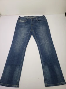 Cowgirl Tuff Jeans Women Blue Denim Bootcut Dont Fence Me In Mid Rise 36x33 - Picture 1 of 23