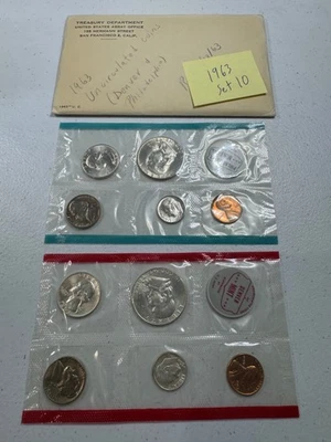 (1) 1963  US MINT SILVER P & D Set,  in all OGP,  w/ 90%  SILVER COINS,   SET 10 - Image 1 of 4