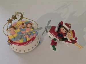 Campbell's Soup Christmas Ornaments Kids In Soup Bowl 3.5"H & Kids On Plane 3"H - Picture 1 of 9