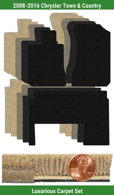 Conjunto de tapete de luxo personalizado para 2008-2016 Chrysler Town & Country (3 peças) #IH2 - Imagem 1 de 4