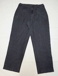 Sundance Women's Pants Linen Blend Size 10 Navy Blue Black Check - Bild 1 von 6