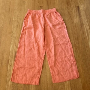 Tahari Pants Womens Size L Coral Peach Orange Wide Leg Linen Beach Sustainable - Picture 1 of 4