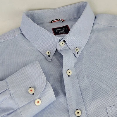 Рубашка на пуговицах UNTUCKit James River мужская размер XL приталенная светло-голубая клетчатая хлопок - Изображение 1 из 4
