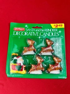 VTG Original Collectible Santa and his Reindeer Decorative Candles by Joybrite - Picture 1 of 5