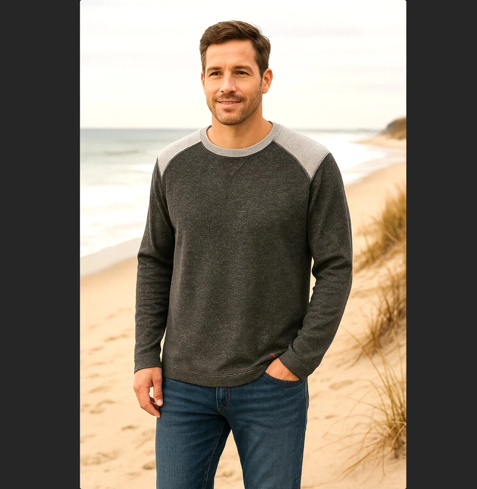 Tommy Bahama Lounge Crewneck Sweatshirt Sweater Top Mens Large Gray