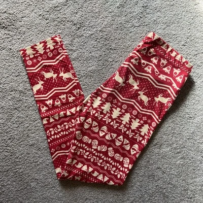 LuLaRoe OS Leggings Árboles de Navidad Reno Santa Sombreros Copos de Nieve Rojo Festivo Foto 1 de 4