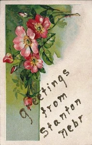 Postcard NE Nebraska Greetings from Stanton Wild Roses ca 1908-14 Embossed - Picture 1 of 1
