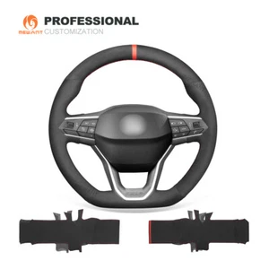 Custom Synthetic Suede Car Steering Wheel Cover Wrap for Seat Leon Ateca Tarraco - Imagen 1 de 10
