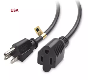 PTC 5' ft 16AWG Power Extension Cord NEMA 5-15P to 5-15R 13A/125V SJT Port Saver - Picture 1 of 2