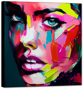 Face Abstrakt art Pop-Mädchen Modern Bild Top Wandbild Aktuell Kunst FC100 - Picture 1 of 4