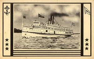 1939 NORFOLK & WESTERN STEAMBOAT STEAMER bet Norfolk VA & DC postcard - Bild 1 von 1
