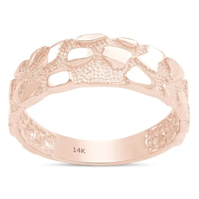 Mens Nugget Anniversary Wedding Band Ring In 14K Solid Rose Gold - Image 1 of 4