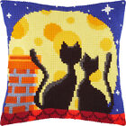 DIY Printed Cross-Stitch Cushion Kit "Cats on the Roof", 16x16" / 40x40 cm