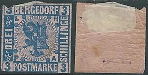 1861 GERMANIA ANTICHI STATI BERGEDORF 3 S DIFETTOSO MH * - RB16-5 - Picture 1 of 1