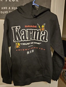 Savage Karma Hoodie Sweatshirt Trust No One NWT Gildan Heavy Blend - Picture 1 of 4