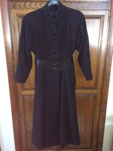 Nipon Coature Fit & Flare Vintage Collarless Coat Womens 8 Black, In Great Shape - Picture 1 of 10