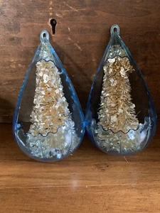 Jewelbrite Weihnachtsschmuck blau Träne Diorama Flaschenbürste Baum Glimmer gold - Bild 1 von 15