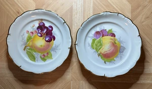 Juego de 2 platos de ensalada festoneados Johann Haviland Baviera Alemania diseño de frutas  - Imagen 1 de 8