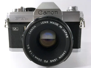 【Exc+5】 Canon FTb QL Silver 35mm SLR Film Camera / FD 50mm F1.8 S.C. MF Lens - Picture 1 of 16