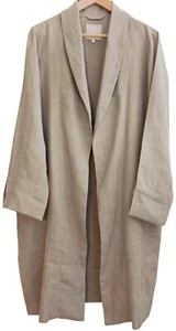 Crown Linen Designs KELLY LINEN DUSTER JACKET Open Trench Coat Sz M L Natural - Imagen 1 de 4