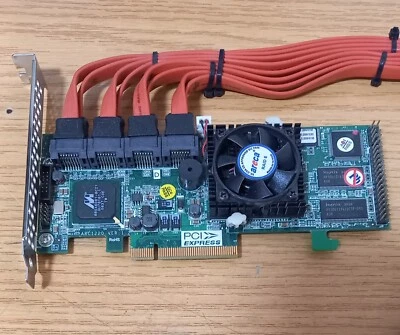 Areca ARC-1220 8 port SATA RAID Adapter card PCIex + cables - Image 1 of 2
