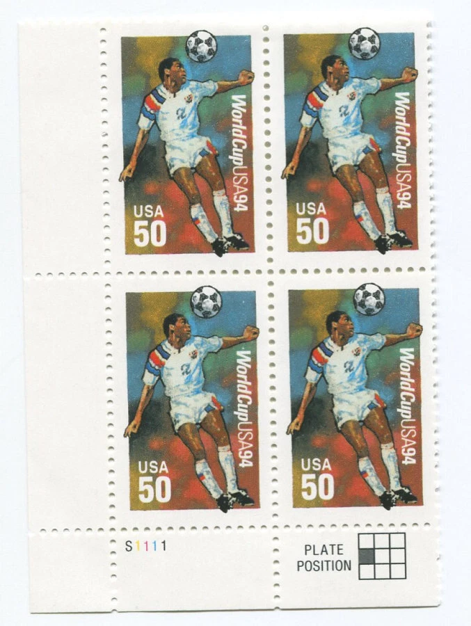US STAMP SCOTT #2836 - Plate block of 4 - WORLD CUP SOCCER - 50c - 1994 - MNH - Image 1 of 1