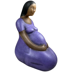 Vintage Clay Pregnant Woman Sculpture Pregnancy Fertility Figure Mother Baby - Picture 1 of 19