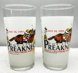 NWOT S/2 116th Official Preakness Stakes Glasses, 1991, Pimlico, Baltimore, 12oz - Picture 1 of 11