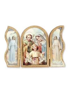 Holy Family Folding Wall Plaque Religious Ornament Triptych Home Decoration Gift - Picture 1 of 1