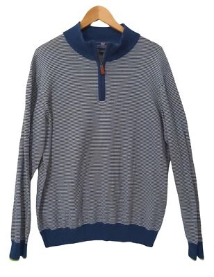 Suéter Pullover Vineyard Vines Mujer M Azul Blanco Cuarto Cremallera Algodón Pima Foto 1 de 4