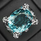 Aquamarine Aqua Blue Oval 17 Ct. 925 Sterling Silver Ring Size 6.75 Women Gift