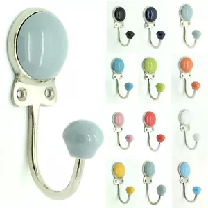 G Decor Savoy Handcrafted Ceramic Wall Hook Mix Tones Coat Hanger With Chrome - Picture 1 of 37