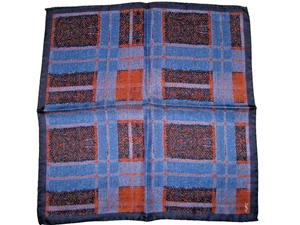 $140 NEW Yves Saint Laurent YSL Blue Orange Silk Handkerchief Pocket Square 13" - Picture 1 of 6