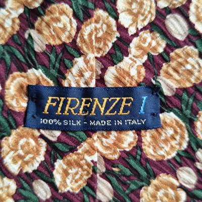 Corbata de cuello de seda Firenze para hombre patrón floral ancho 3,75" hecha en Italia multicolor Foto 1 de 4